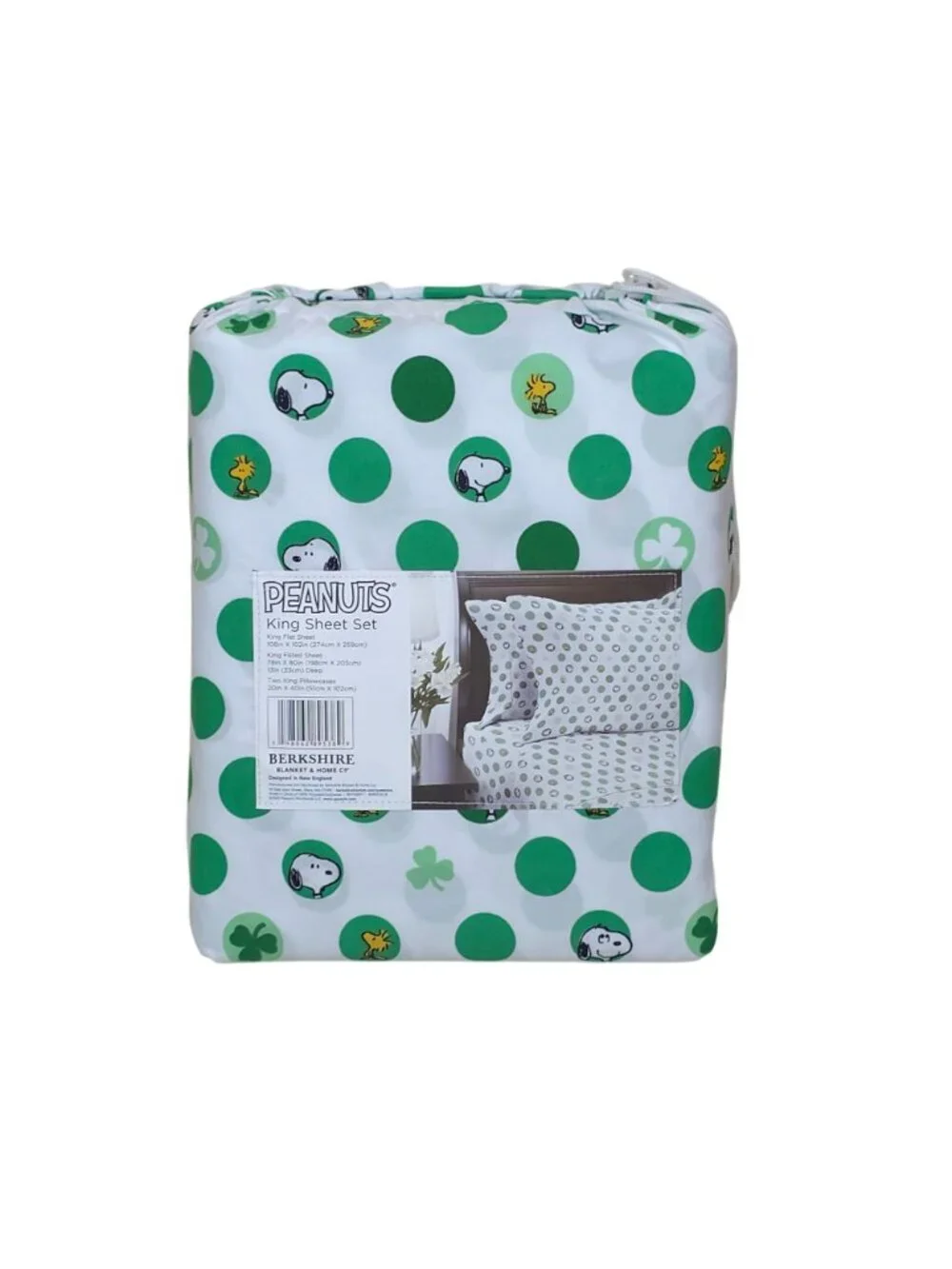 Peanuts Snoopy & Woodstock King Sheets Shamrock St Patrick's Day By Berkshire - Picture 3 of 6